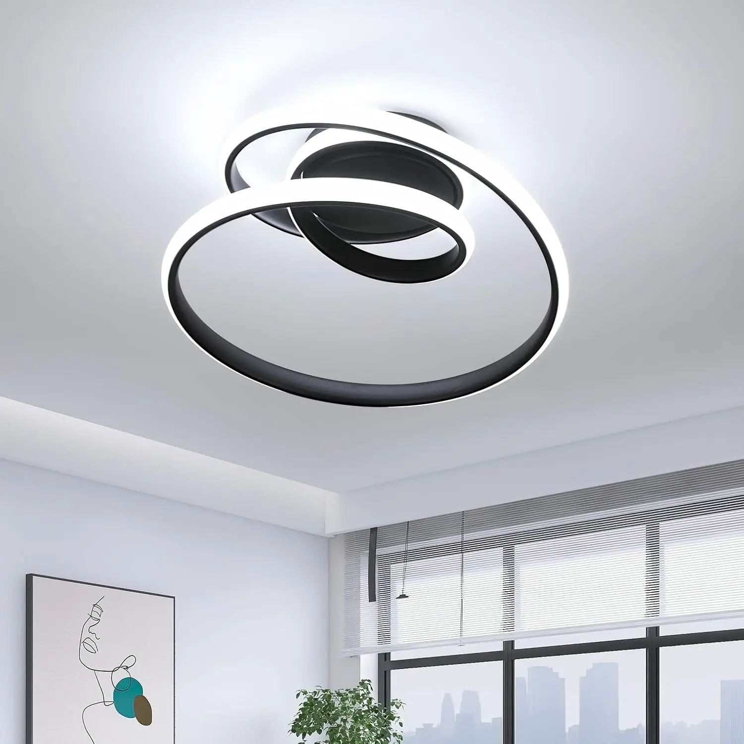 Modern LED ceiling lamp,36W 3240LM Simple Personality Creative LED Ceiling Lights For Bedroom,Cold White Light 6500K