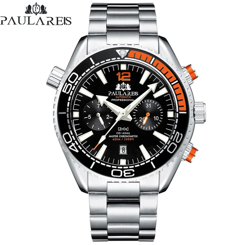 Men's Stainless steel Automatic Mechanical Wristwatches Waterproof Sports Business Watches
