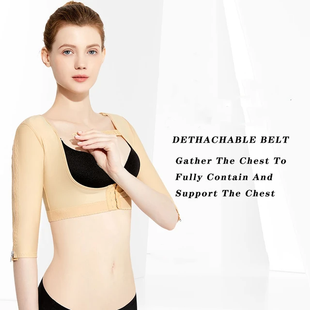 Upper Arm Compression Sleeve Shaper Crop Top - Posture Correction Back  Support Women Liposuction Compression Clothing - beige, size: s :  : Fashion