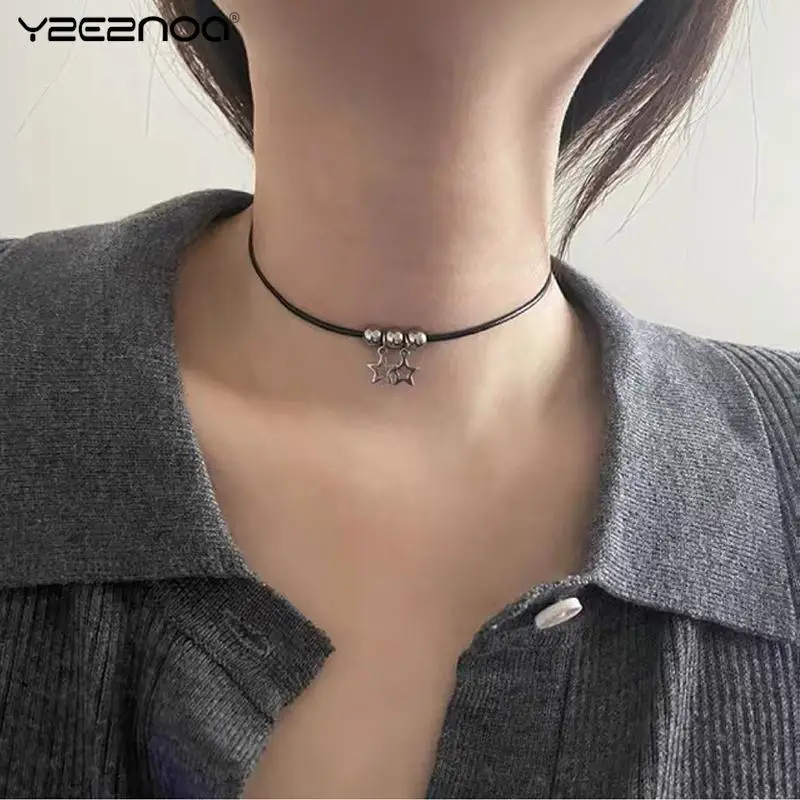 

Женское колье-чокер из титановой стали, с подвеской в виде звезды