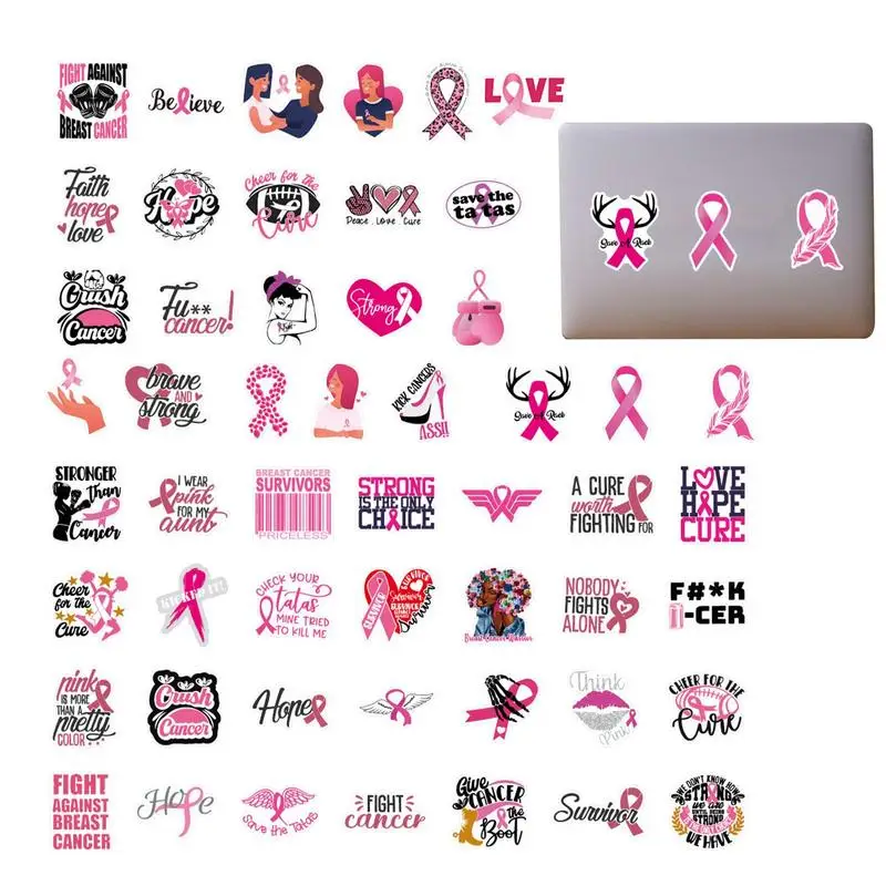 Ribbon Decals Waterproof Pink Ribbon Laptop Decals Charity Survivor Party Supplies For Women Girls For Gift Bag Arm Cup Envelope 500pcs 2 5cm pink stickers thank you packaging seal labels turning one favors envelope supplies stationery stickers