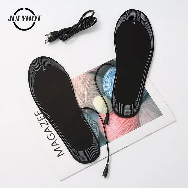 1Pair USB Heated Shoe Insoles Electric Foot Warming Pad Feet Warmer Sock Pad Winter Outdoor Sports Heating Insole Warm Cushion