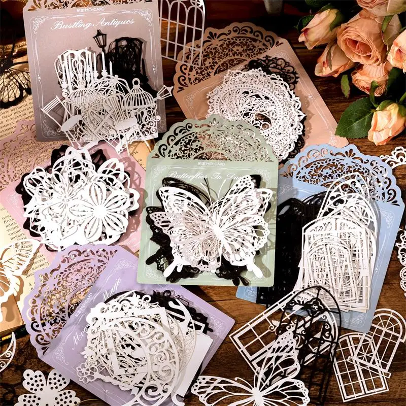 

20Pcs Hollow Material Paper Collage landscape DIY Butterfly Diary Decorative light Supplies Scrapbook Gifts Planner 150*105MM