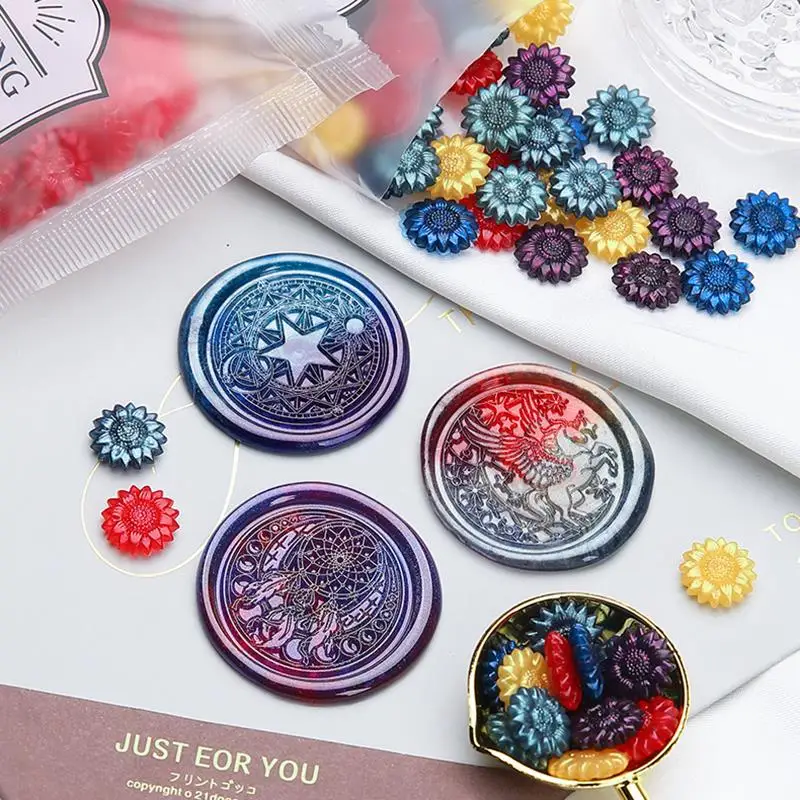 100pcs Mixed Color Glitter Dreamy Aurora Sealing Wax Stamp Beads DIY Envelope Wedding Invitation Scrapbooking Handcraft Decor