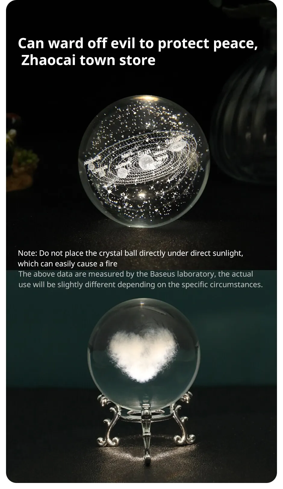 1pc Crystal Ball Ornament, Space Series Home Decorative Art, Holiday Gift
