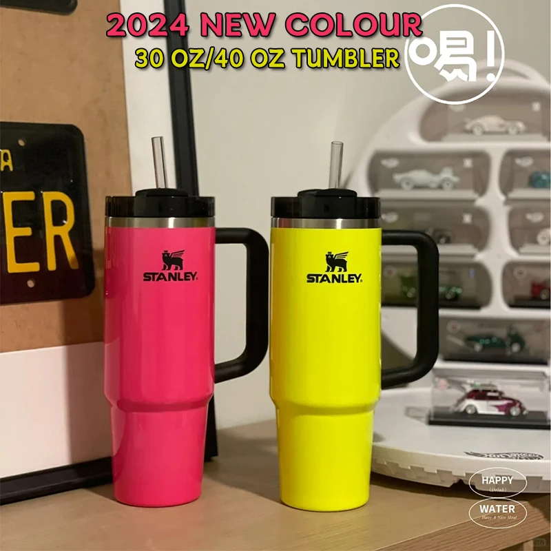 Stanley X Star Quenger H2.0 텀블러, 손잡이가 달린 빨대 뚜껑, 스테인리스 스틸 커피 머그잔, 자동차 진공 컵