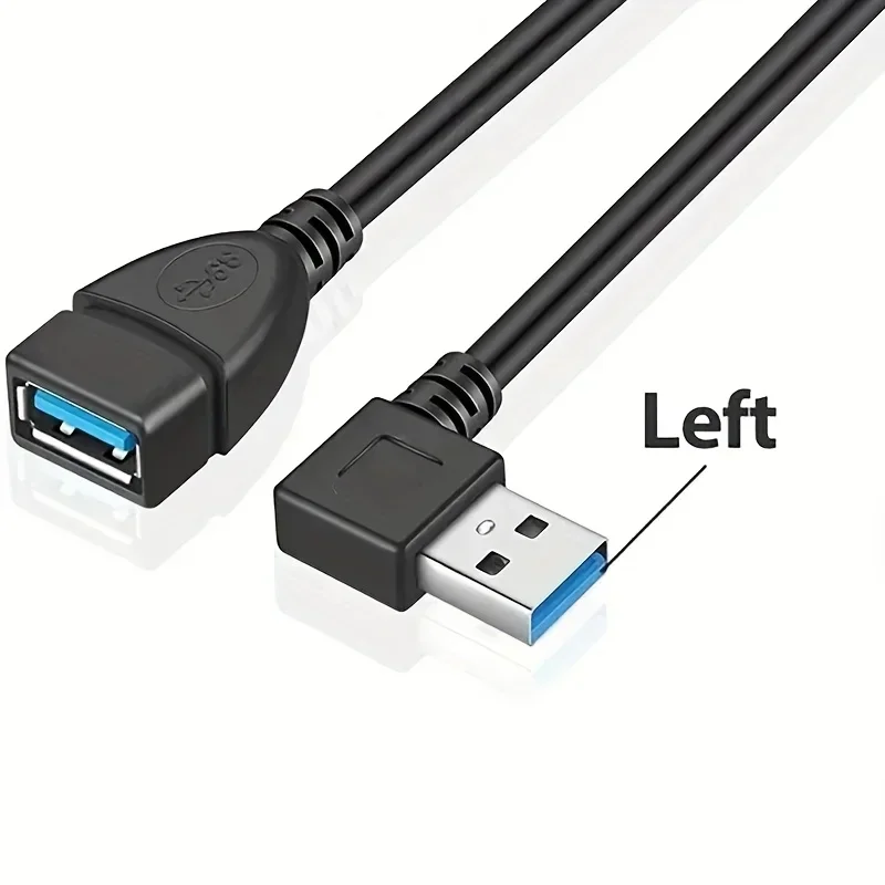 High-Speed USB 3.0 Right Angle Extension Cable with 90° Adapter for Enhanced Data Transfer & Fast Charging