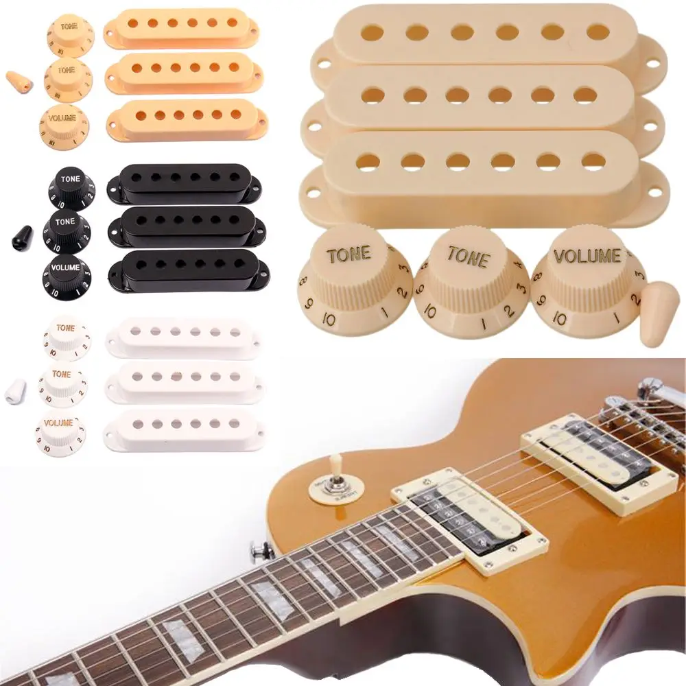 1 Volume 2 Tone Knobs Electric Guitar Adapter Pick-Up Case Switch Tip Single Coil Pickup Cover Guitar Parts Accessories Set