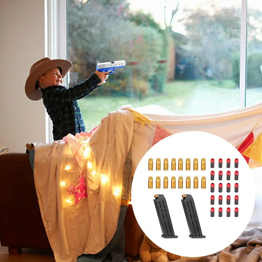 Rubber Bullet Toy Soft Bullets Shooting Toys Soft Bullet Play Toy With Magazine Cartridge Case Bullets Education Gift