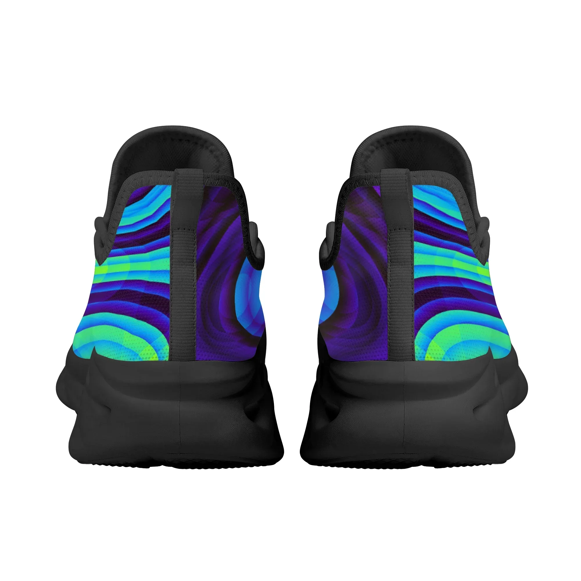 Fashion Black Psychedelic Kintted Breathable Men's Sneakers Light Lace Up Shoes Mesh Kintting Shoes Customized