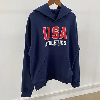 S5W286 Felpa con cappuccio con stampa grafica di lettere da donna di nicchia nordamericana nuova autunno inverno 1