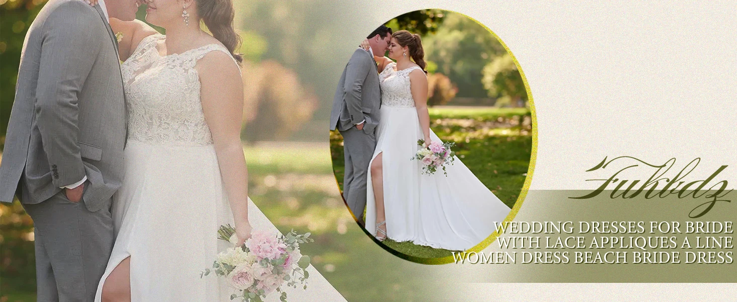 Vestidos de novia de playa con apliques de encaje de gasa para novia 2024, vestido de novia largo estilo bohemio con abertura en forma de A