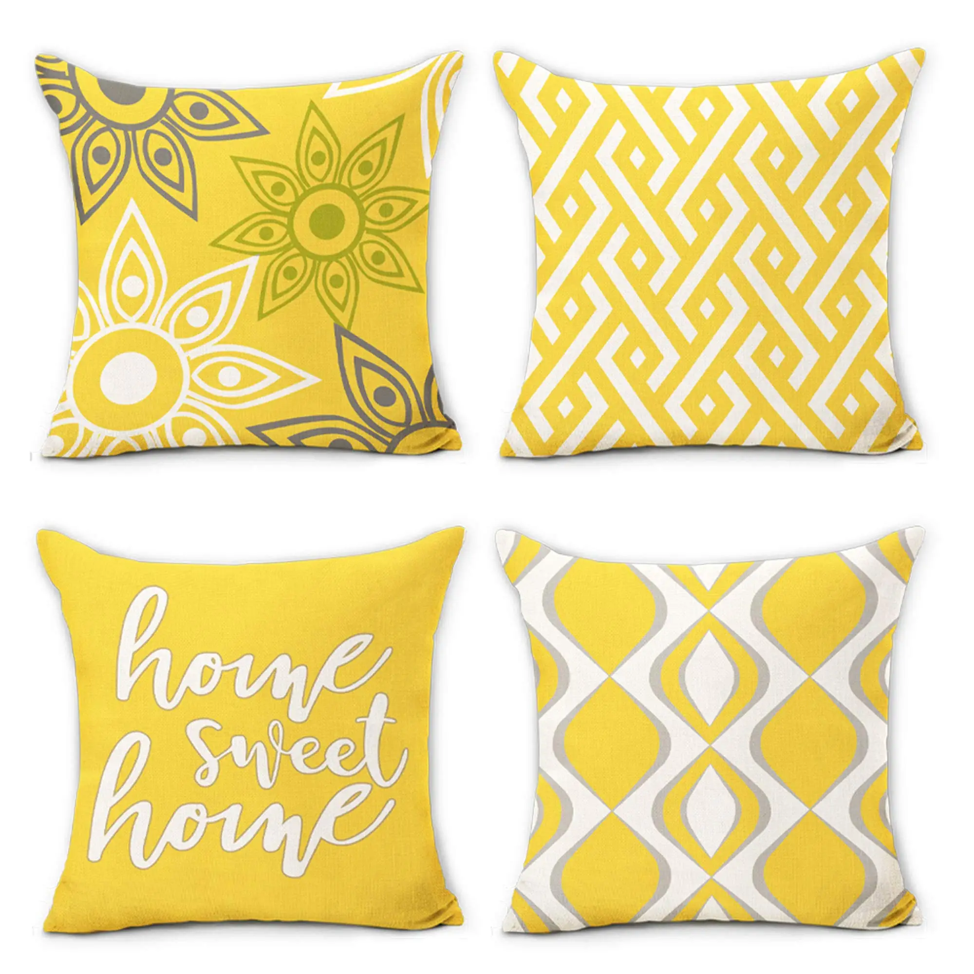 

Yellow geometric petal linen pillowcase sofa cushion cover home decoration can be customized for you 40x40 45x45 50x50 60x60