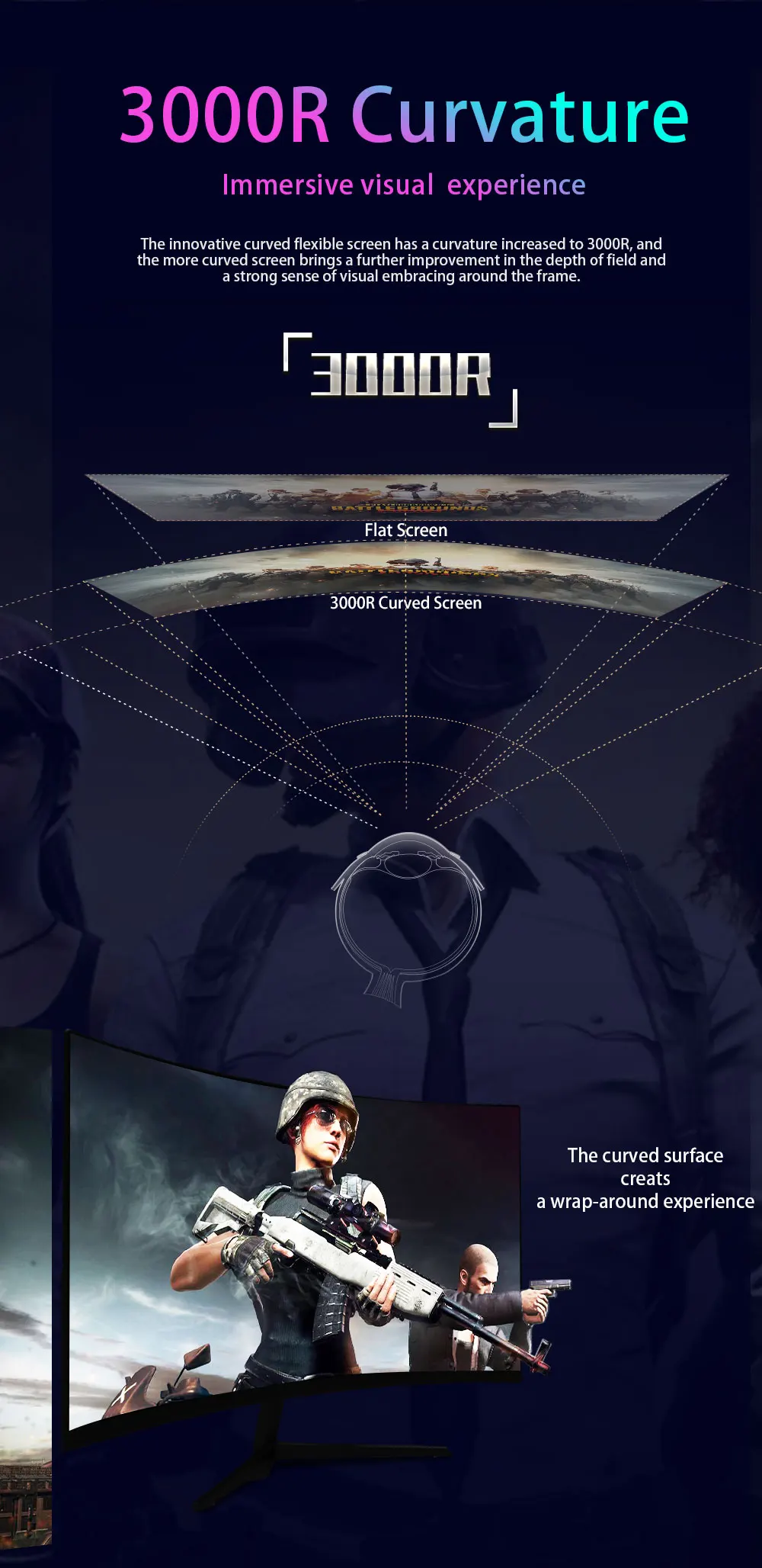 JCNAM Ŀ  ̸ LED ÷, ũž ǻ ȭ, 3000R 2560*1440 ػ 16:9, 27 ġ, 2k, 144hz