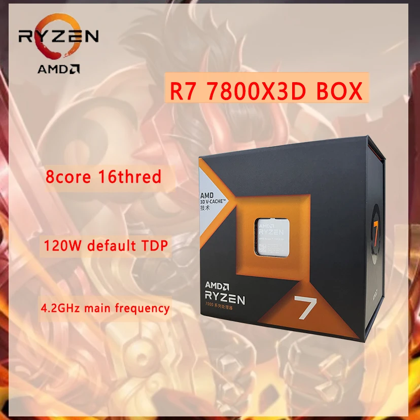 NEW AMD Ryzen 7 7800X3D BOX R7 7800X3D BOX 4.2 GHz 8-Core 16-Thread CPU  Processor 5NM 96M 100-100000910 Socket AM5 Without Fan