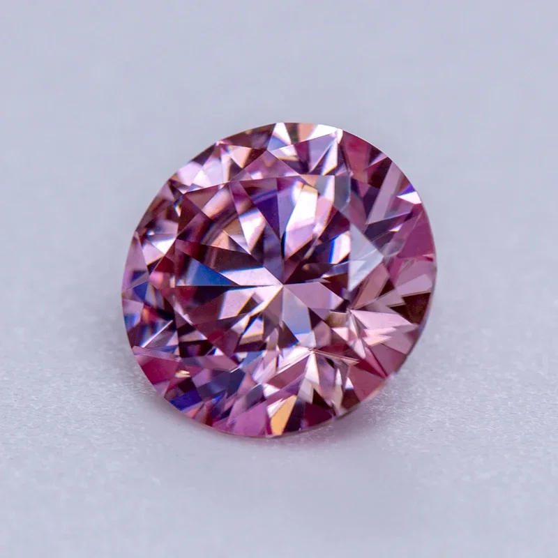Moissanite Lab Grown Diamond Sakura Pink Color Round Cut Gemstone for Advanced Jewelry Making Materials with GRA Certificate,loose gemstones,moissanite jewelry materials,loose lab grown diamond,lab grown loose diamond