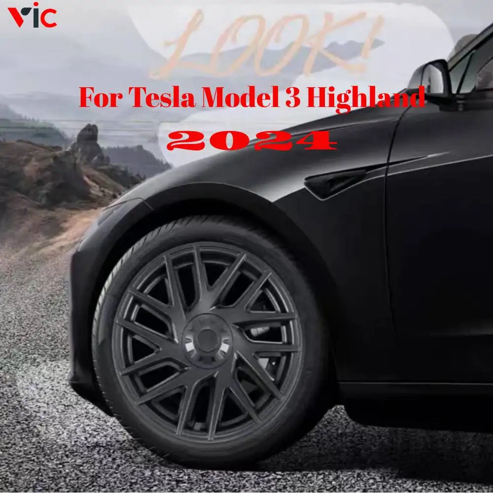 

4PCS 18 Inch Hub Caps for New Tesla Model 3 2024 Highland Wheel Hubcap Performance Replacement Full Rim Cover Accessories