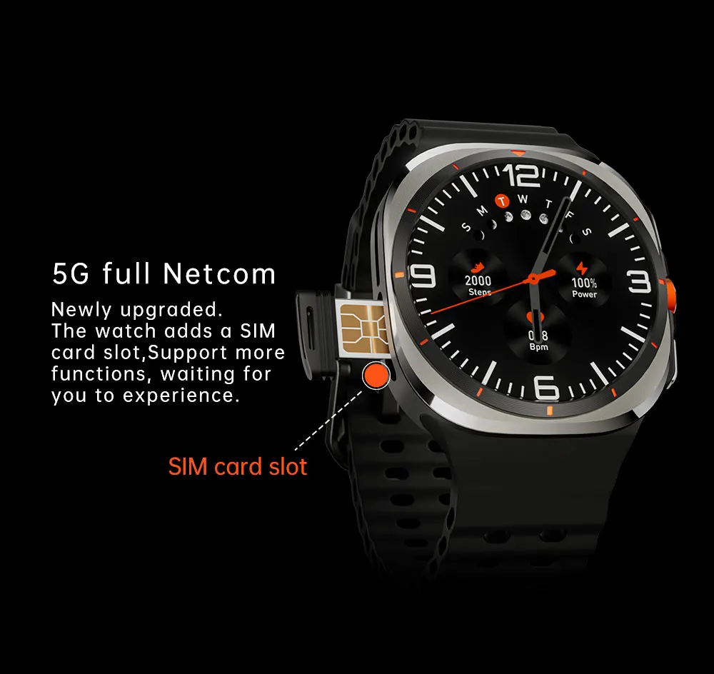 Caliente U8 Ultra AMOLED Android reloj inteligente 1480mAh batería grande hombres mujeres 4G 5G tarjeta SIM WiFi GPS NFC cámara deporte relojes inteligentes