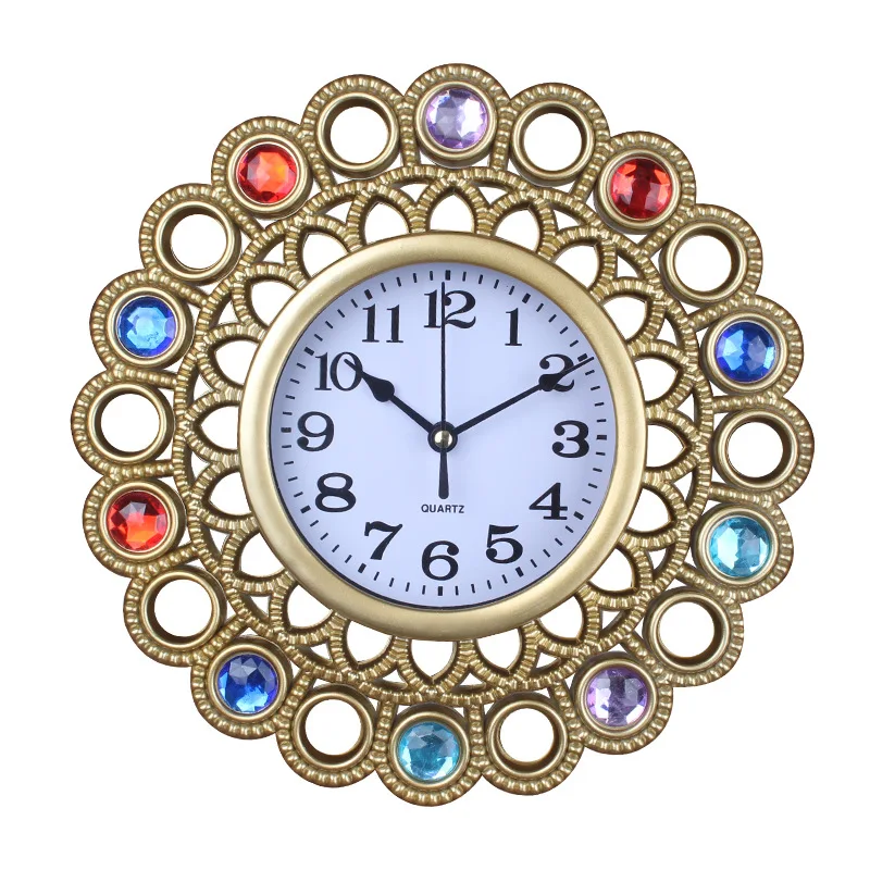 שעון קיר אירופאי רטרו קיר שעון קיר דקורטיבי שעון אופנה בית שעון אופנה שקט ואופנתי שעון קוורץ