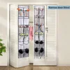 12 Pockets Over the Door Shoe Organizer Large Mesh Pockets With 2 Hooks Transparent Fabric Shoe Rack Storage Bag For Bedroom 4