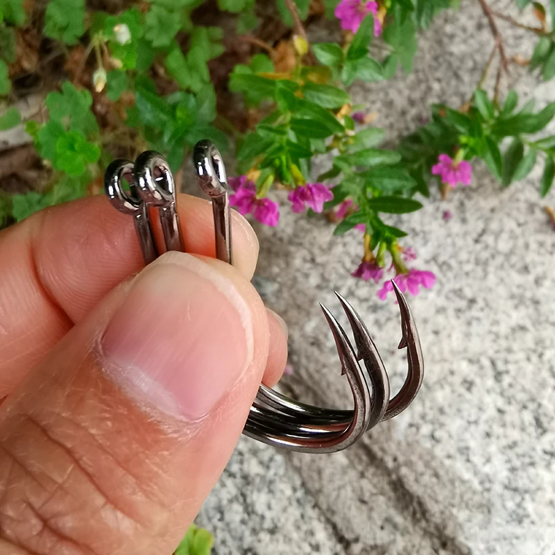 50pcs/Pack Big Eye Fishing Hook Circle Offset Fishhooks Barbed Saltwater  High Carbon Steel Fish Hooks For Sea Lake River Fishing