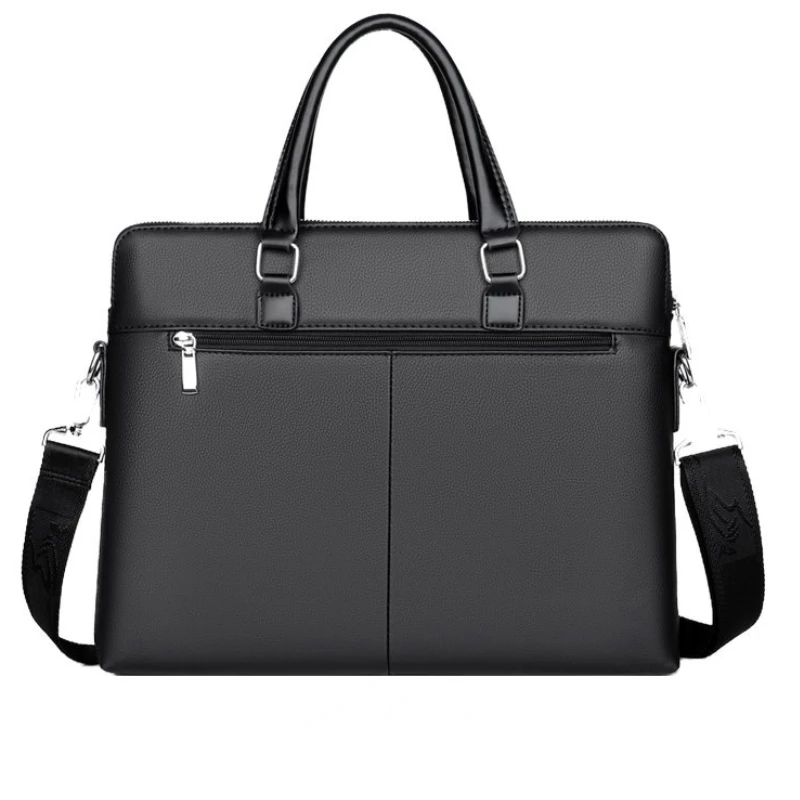 Business bag for men Horizontal square PU leather men's laptop bags Large capacity splash proof computer bag Men's black handbag