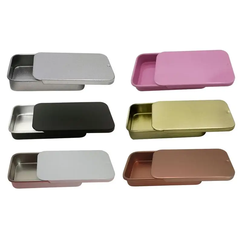 100pcs 10ml 2.4x1.3x0.4'' Empty Metal Slide Top Tin Containers Gunmetal Small  Tin Containers for Lip Balm Crafts Storage Kit - AliExpress