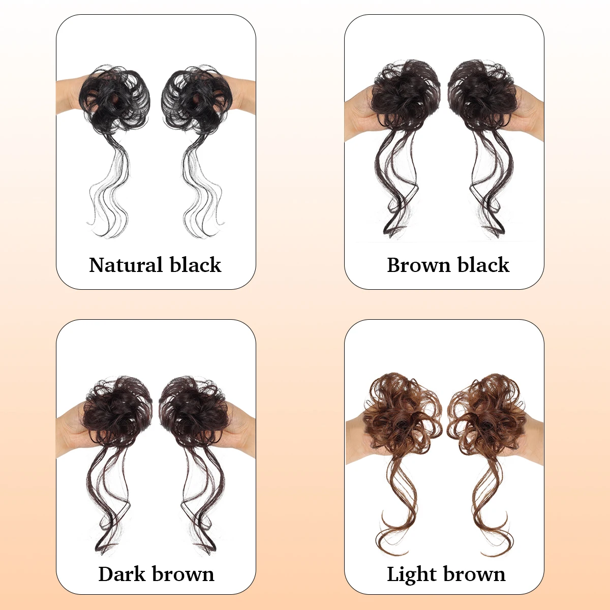 Synthetic 2PCS messy curly hair dragon beard hair bun elastic rubber band woman ponytail bun hair extension heat-resistant wig