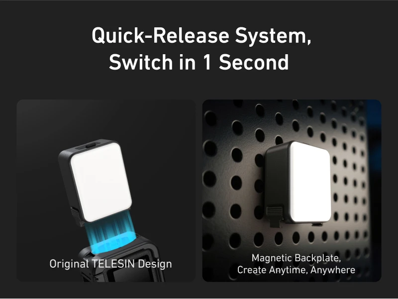 TELESIN Quick Release Fill Light Mini Waterproof Selfie Light For OSMO Action 2