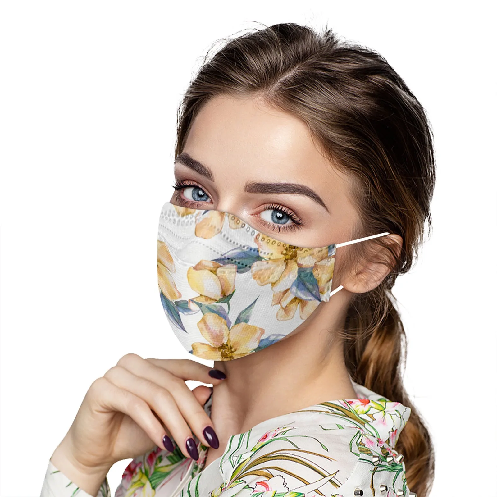 Pack Of 50 Adult Face Masks, 5-Layer Protective Mask With M-otif, Mouth And Nose , Mouth And Nose Cover, Breathable For Alduts