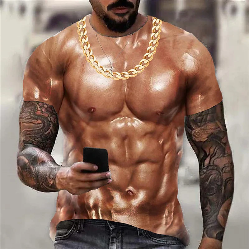 Men Hip Hop 3D Print T Shirt Fashion Short Sleeve Oversized Tee