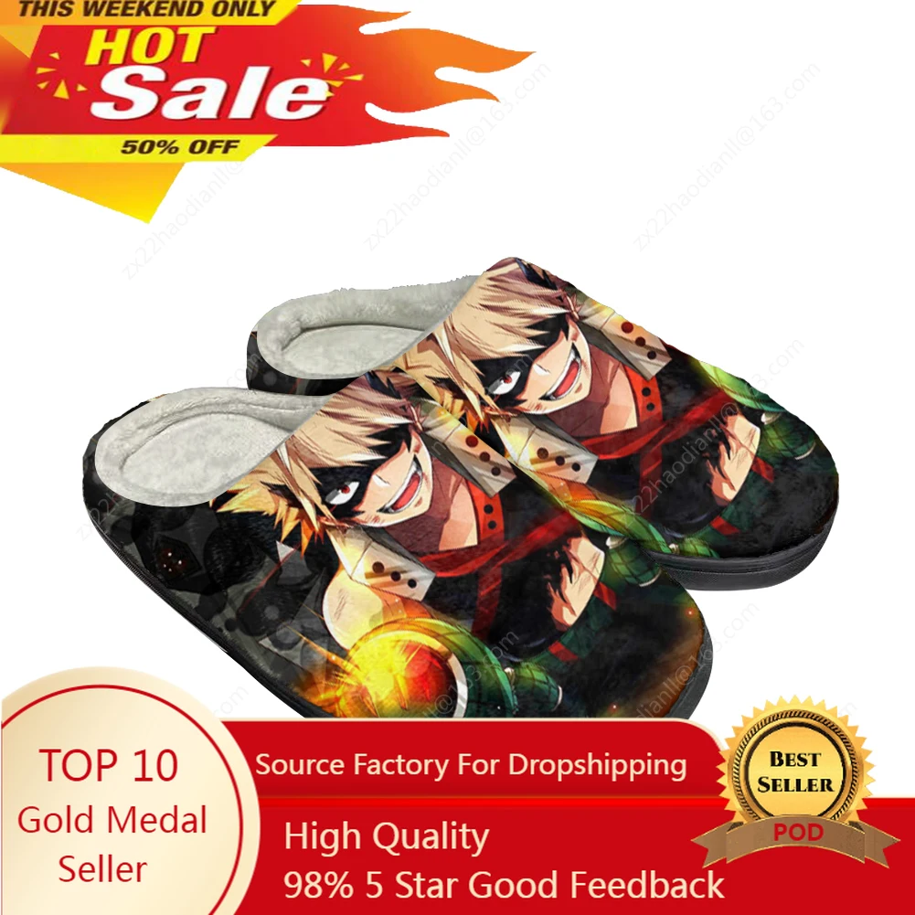 

Bakugou Katsuki Fashion Cotton Custom Slippers Mens Womens Sandals Plush Casual Keep Warm Shoes Thermal Hot Comfortable Slipper