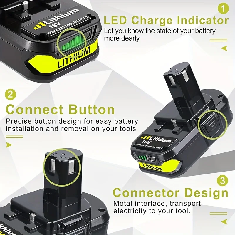 18V Lithium Battery For Ryobi RB18L50 Lithium-ion