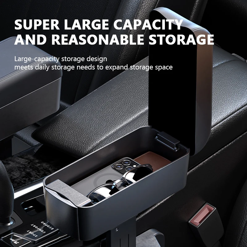 Adjustable Car Armrest Storage Box with Hidden Cup Holder