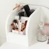 Make-up Dressing Table with 2 Doors and Storage Baskets, Pure White 5