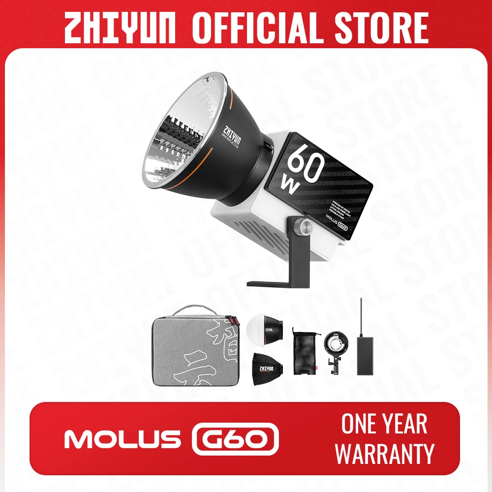 

ZHIYUN Official MOLUS G60 COB LED Light 60W Outdoor Photo/Video Shooting Photography Lighting Handheld Portable Pocket Light