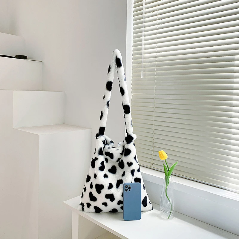 Elegant Design Cow Pattern Women Tote Handbags Casual Large Capacity Ladies Shoulder Bag Simple Female Messenger Bags