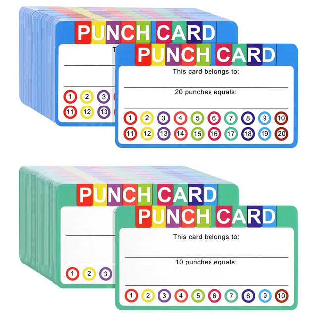 Reward Punch Cards, Motivational Cards