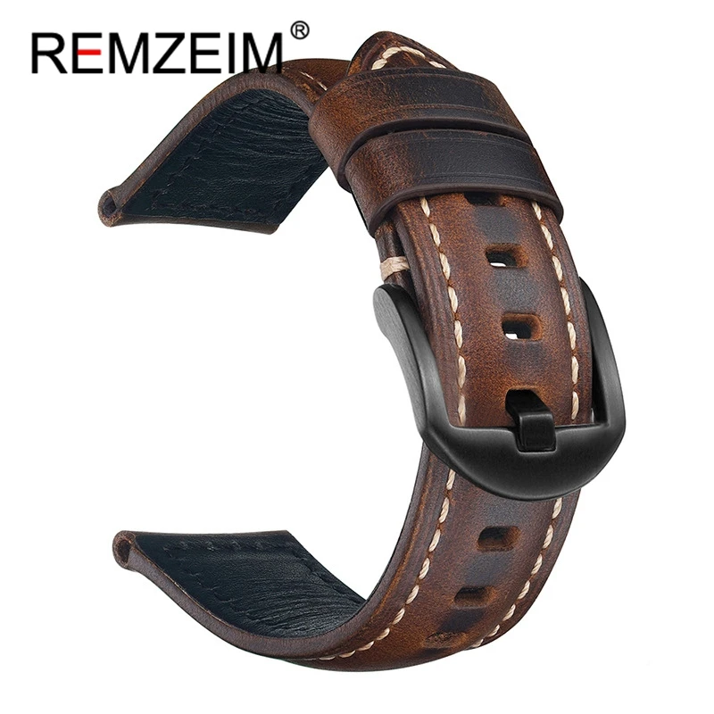 Handmade Genuine Cowhide Leather Watch Band in Green, Blue, and Brown