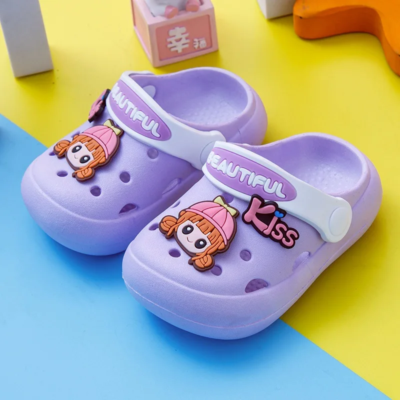 Children Hole Slippers Kids Lovely Cartoon Pattern Indoor Shoes Girls Boys Beach Sandals Non-slip Soft Bottom Babies Footwear