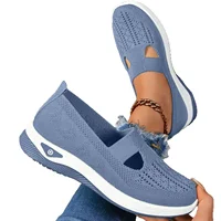 Chaussures d'été respirantes et antidérapantes à semelle souple pour personnes âgées, chaussures plates de marche décontractées pour femmes d'âge moyen et âgées 6