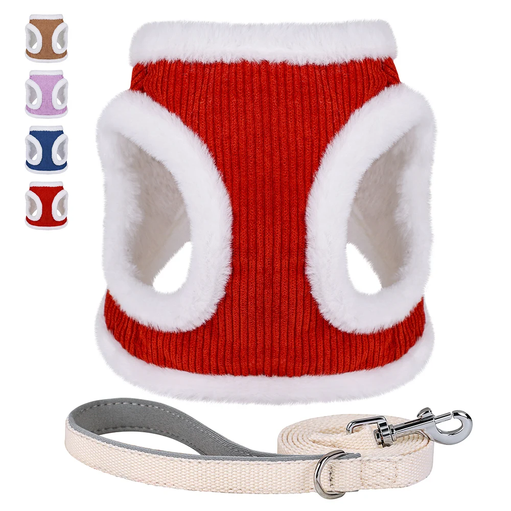 

Warm Winter Dog Harness and Leash Set Soft Fur Cat Dog Vest Harness For Small Medium Dogs Cats Chihuahua French Bulldog