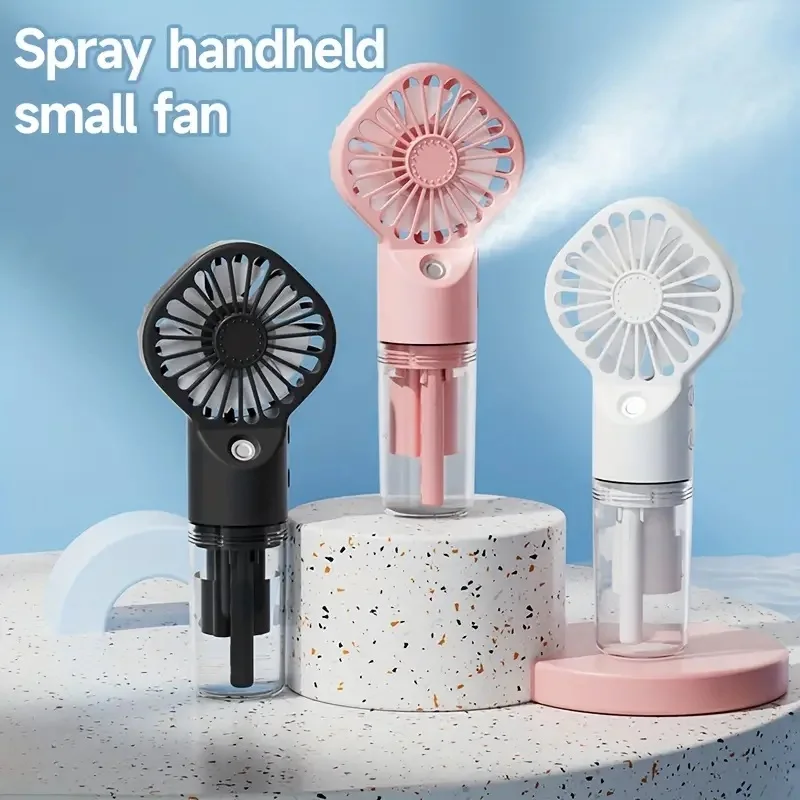 Portable Rechargeable Handheld Misting Fan - Battery Operated USB Rechargeable Mini Face Steamer Fan for Travel and Outdoor Use 1