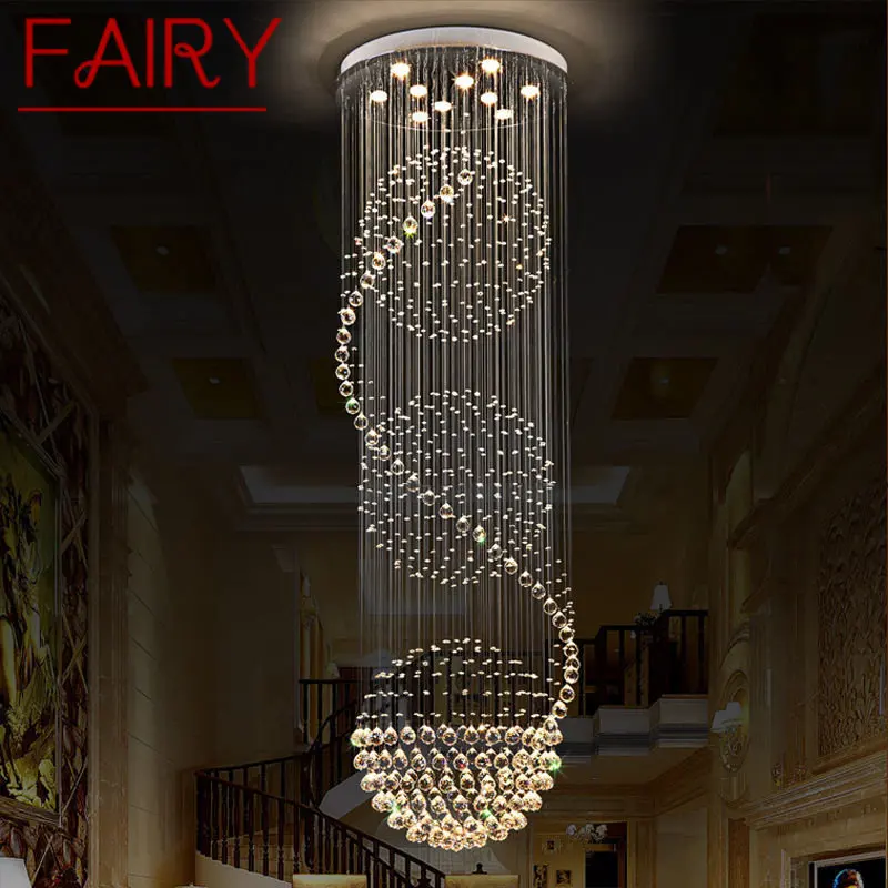 

FAIRY Modern Crystal Pendant Light LED Creative Luxury Chandelier Lamp for Home Living Room Villa Duplex Staircase Decor