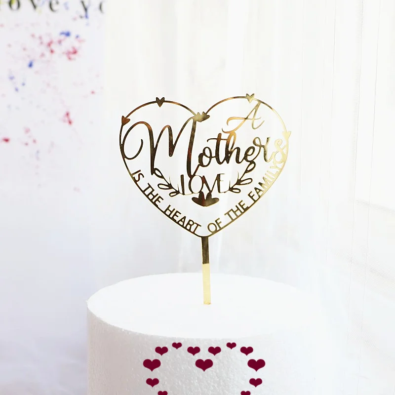 Cake topper cake decorations cake toppers happy mother's day birthday cake topper gold high-grade acrylic MOM party cake toppers mother's day gifts dessert decoration