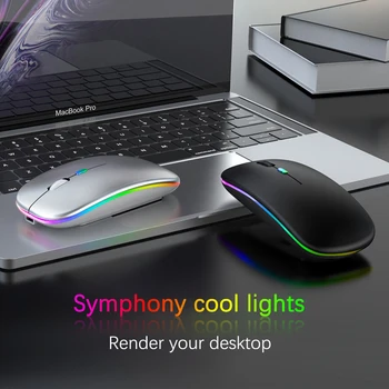 Rechargeable Bluetooth Wireless Mouse with 2.4GHz USB RGB 1600DPI Mouse for Computer Laptop Tablet PC Macbook Gaming Mouse Gamer 6
