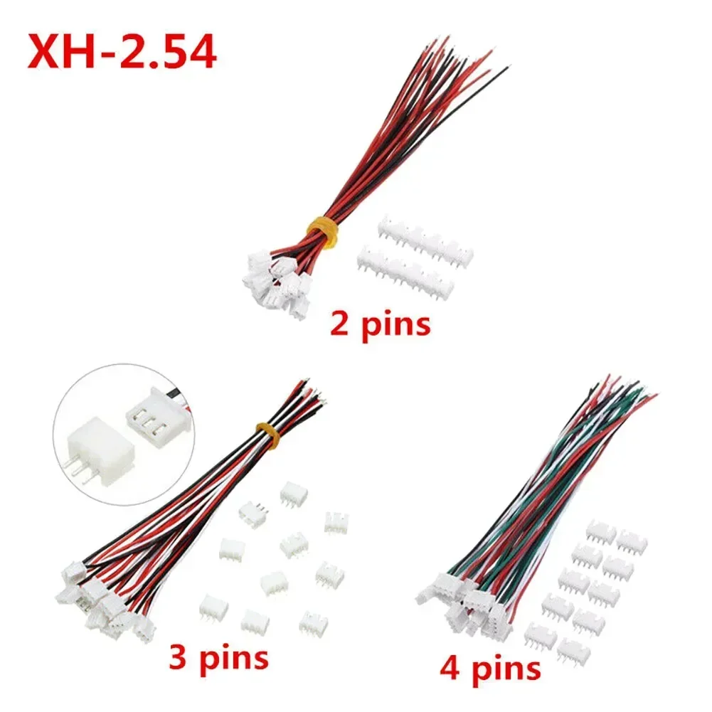 Plug Connectors 200mm Length 24AWG 1007 XH2.54mm 10 Sets 2/3/4 Pin Cable Connector Electronics Socket Hot Sale