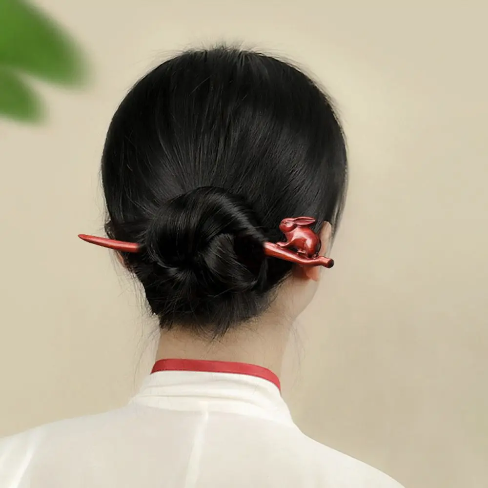 Hairpins Sandalwood Hair Sticks Hair Sticks For Girls Women Hanfu Hairpins Chinese Hair Fork Rabbit Hair Sticks Wooden