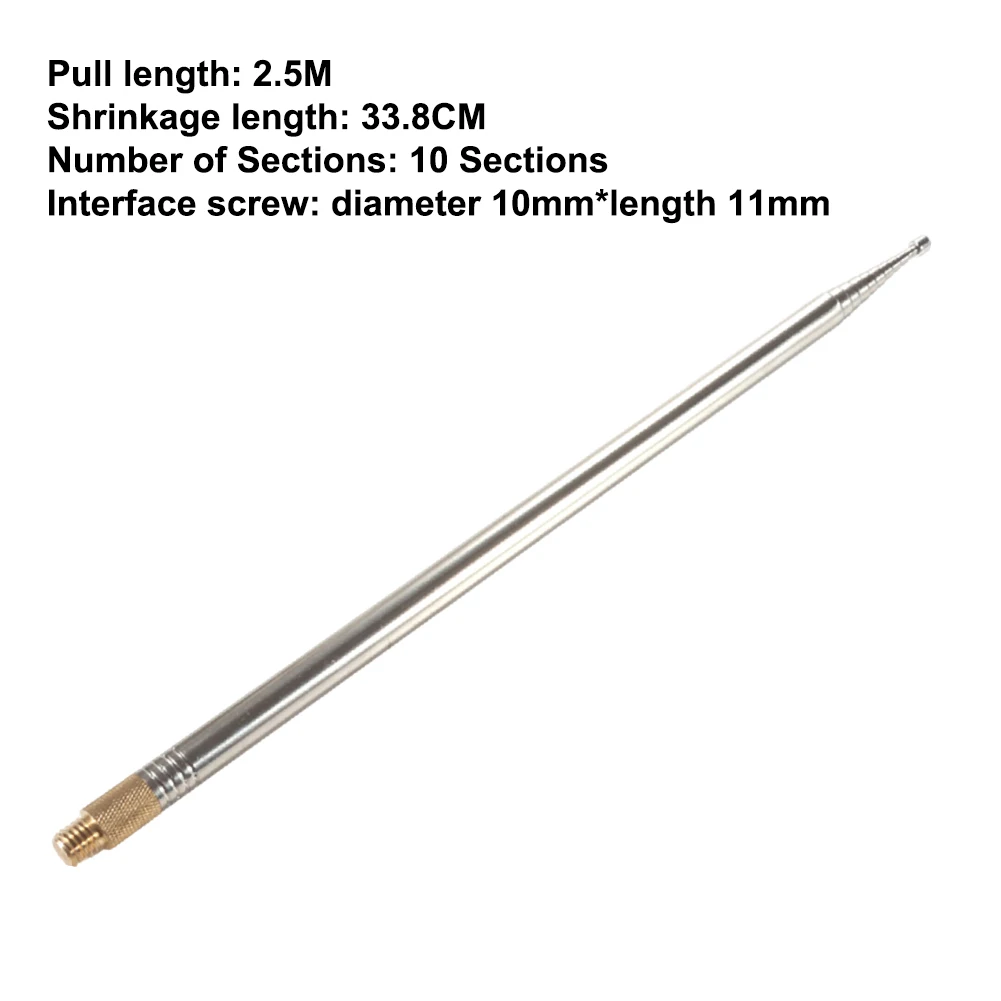 2.5m Whip Antenna Telescopic For Pac12 JPC7 Portable Short Wave 10 Sections