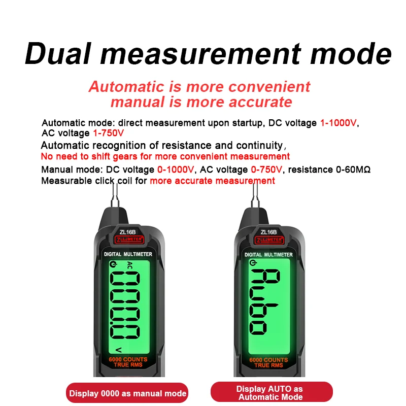 Digital Multimeter ZL16B Rechargeable True RMS Multifunction High Precision Tester NCV AC/DC Votage Current Resistance Ohm Tool
